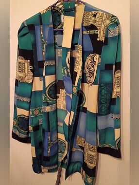 Periwinkle Rayon 80's -90's blazer with belt!